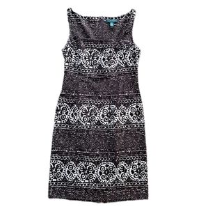 Lauren by Ralph Lauren brown geometric square neck sleeveless dress